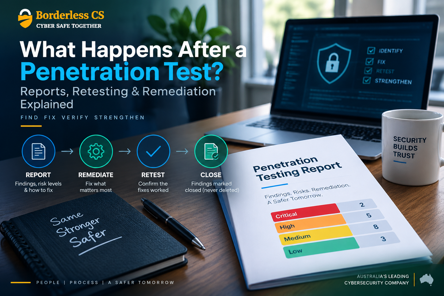 What happens after a penetration test – reporting, remediation and retesting process in Australia